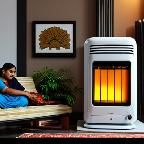 Home 4 Modern PTC Heater**
A modern, sleek PTC heater in a cozy Bengali home setting. A family is relaxing, fully clothed in traditional Bengali attire, enjoying the warm atmosphere. The heater has a clear display showing energy-saving settings. Safe for work, appropriate content, fully clothed, professional, perfect anatomy, natural proportions, high quality render, bright and inviting lighting, modest clothing.
**