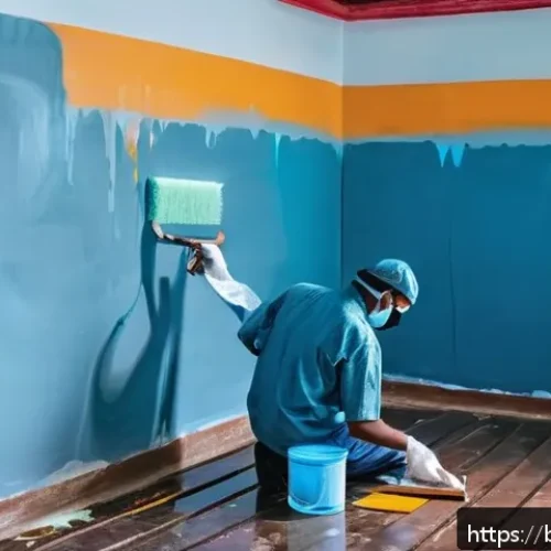 효율적인 벽 정리 도구 추천 - A detailed scene of a Bengali home interior showing a person painting a wall using high-quality wate...